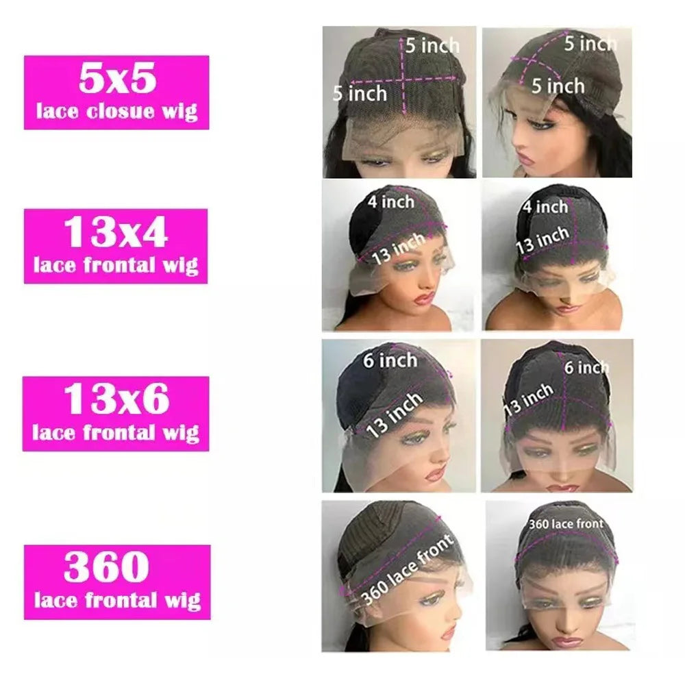 Body Wave 13x6 HD Transparent Lace Front Human Hair Wig 40 Inch Pre Plucked 220 Density 5x5 Glueless Lace Frontal Wigs for Women