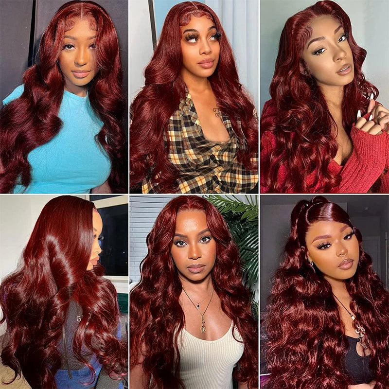 Body Wave Reddish Brown 13x6 Lace Front Wigs Human Hair Pre Plucked With Baby Hair #33 Colored Wigs for Women 180% Density