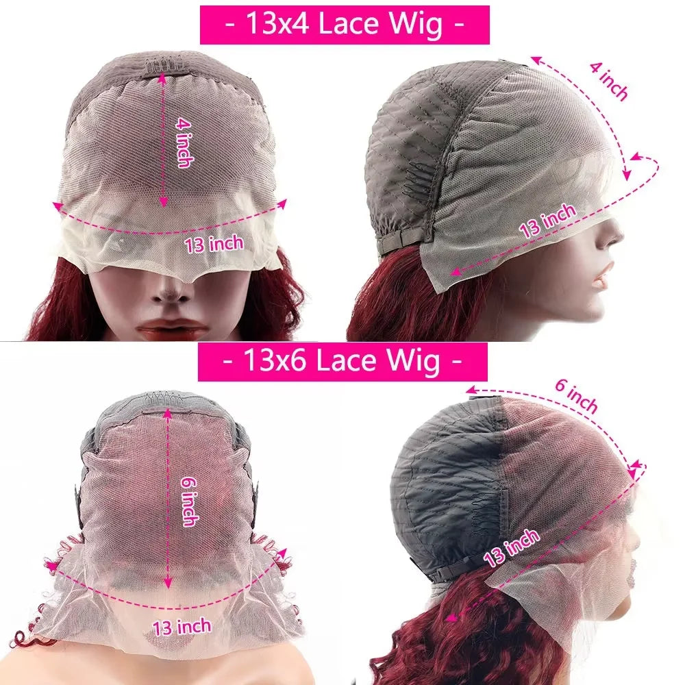 13x6 HD Lace Frontal 220 Density 99J Burgundy Body Wave Human Hair Wig 13x4 Lace Front Brazilian PrePlucked Wigs For Black Women