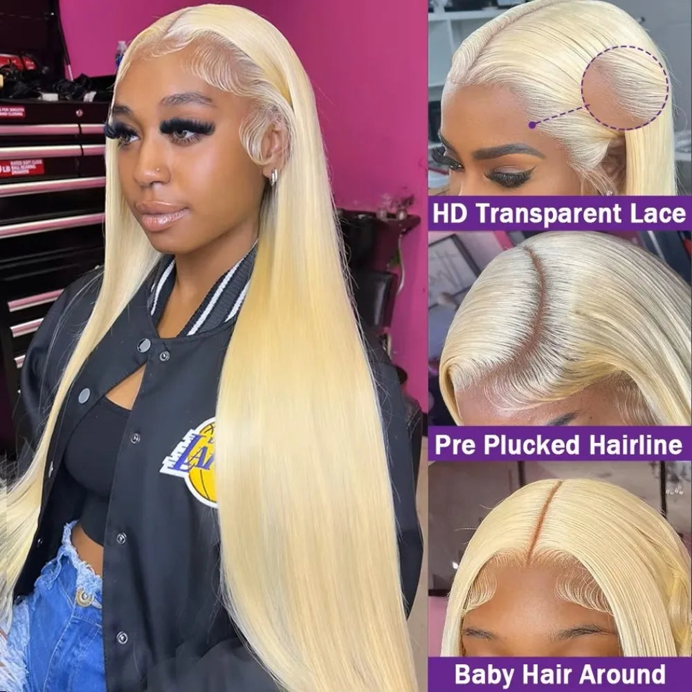 30 40 Inch 613 Blonde Lace Front Bone Straight Human Hair Wigs 13x4 13x6 HD Lace Frontal Wig Pre Plucked 200 Density